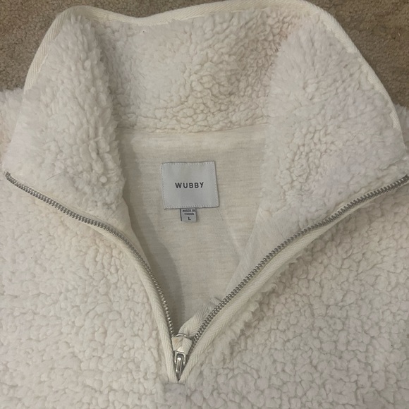 Wubby Sherpa White/Cream 3/4 Zip Pullover - Picture 3 of 8